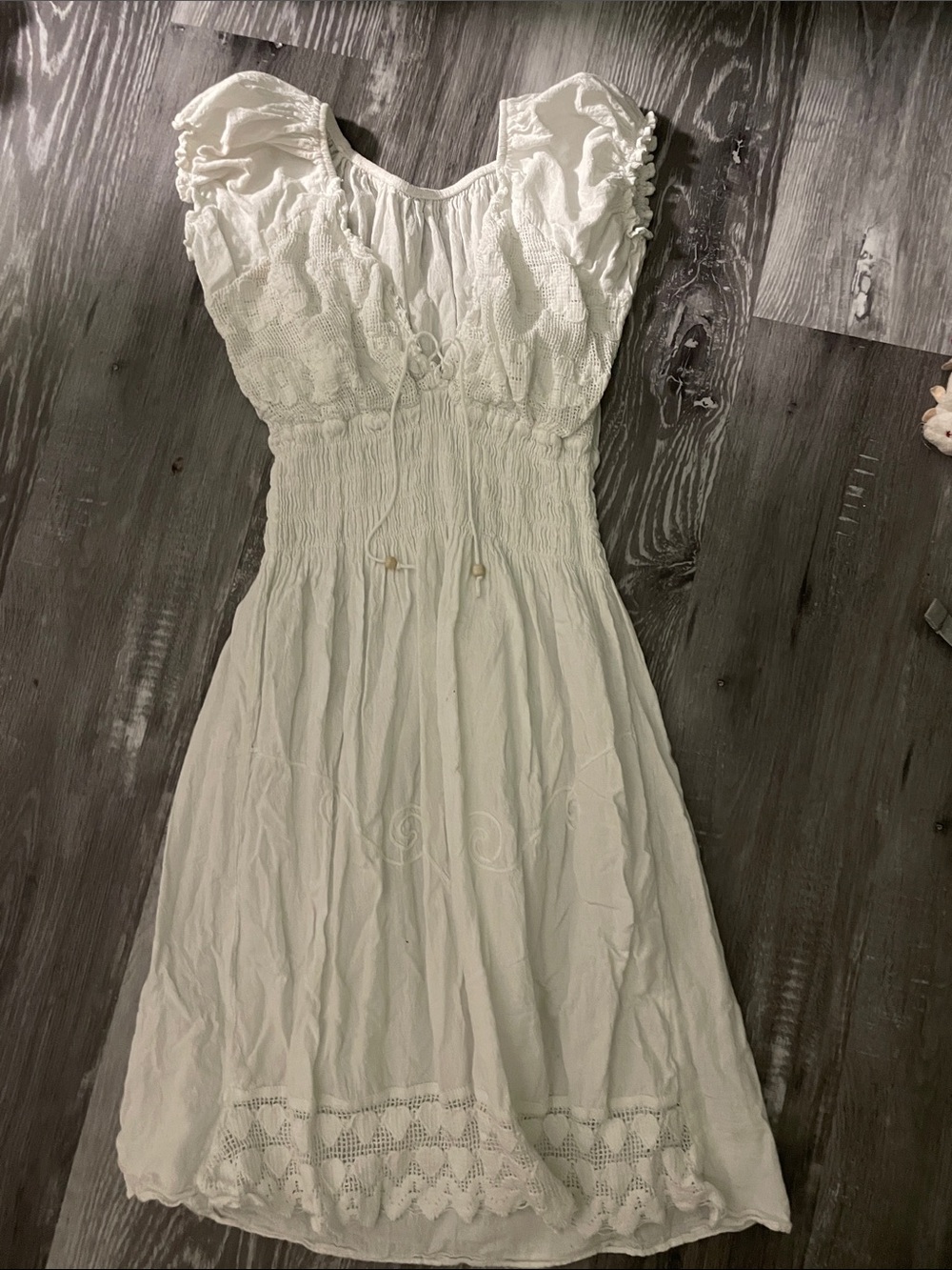 White Bohemian Lace Midi Dress